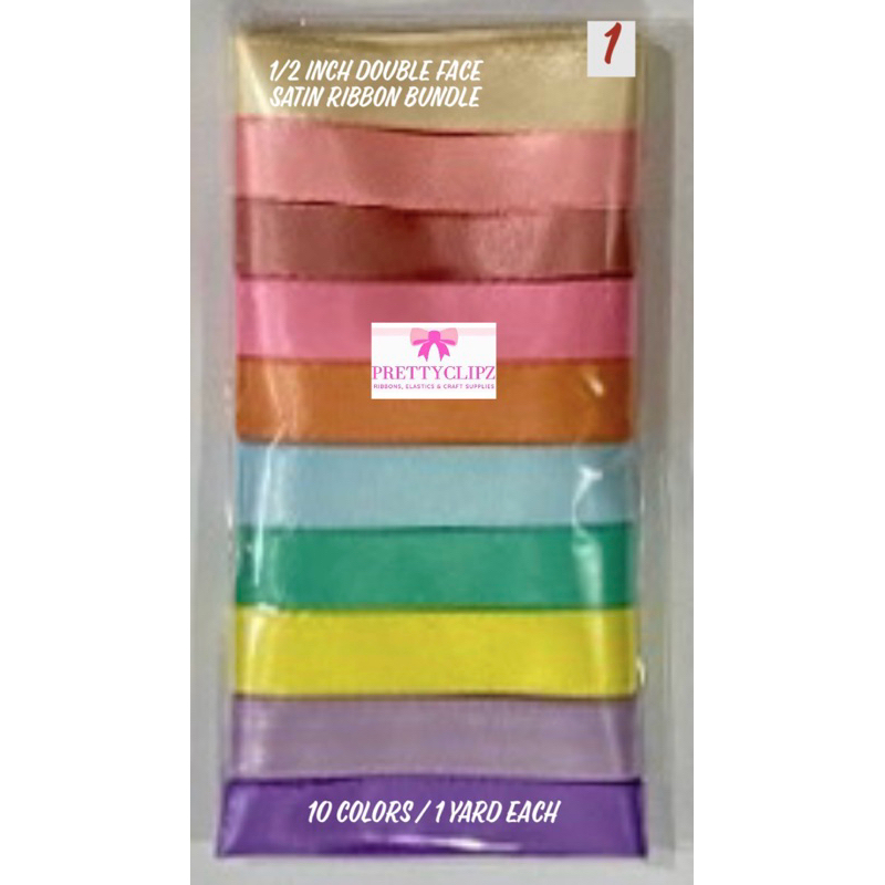 Double Face High Quality Satin Ribbon Bundle Packs 1/2 Inch Width on ...