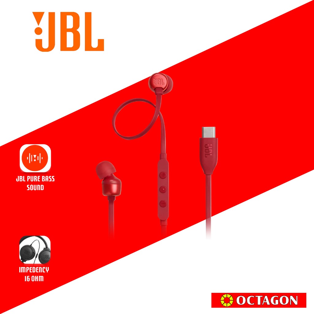 JBL T310C RED WIRED EARPHONES WITH MIC | Shopee Philippines