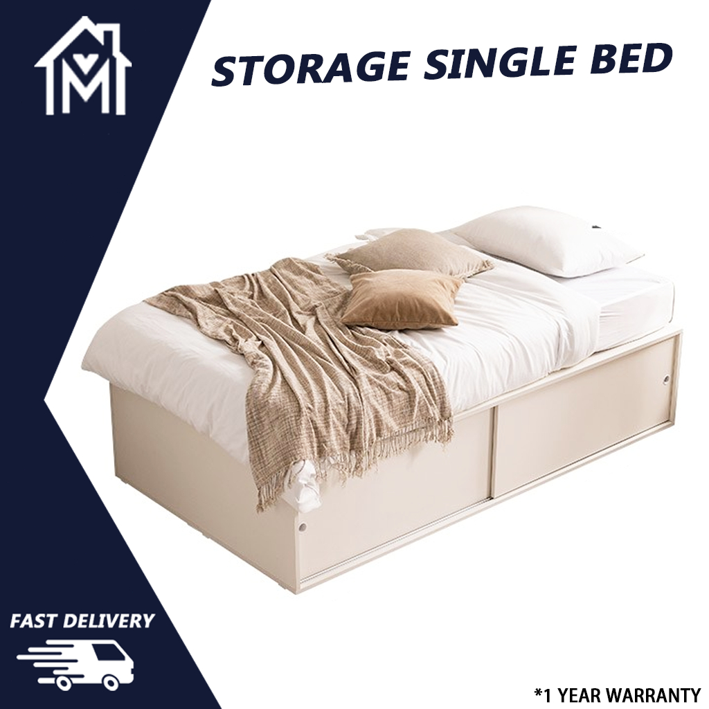 ISTER 36*75inch Sliding Door Storage Bed with Four Storage Cabinets（190 ...