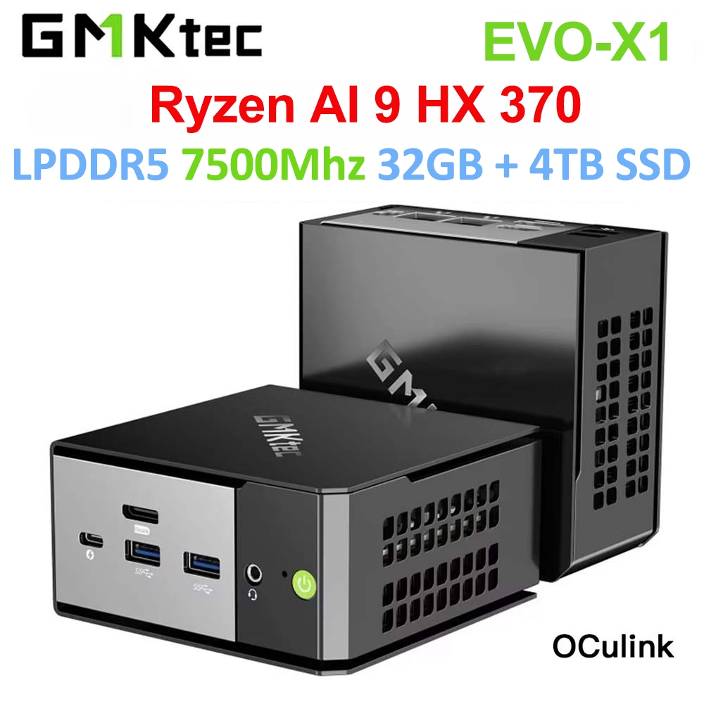 GMKtec EVO-X1 AI Mini PC AMD Ryzen AI 9 HX-370 32GB LPDDR5X 1TB