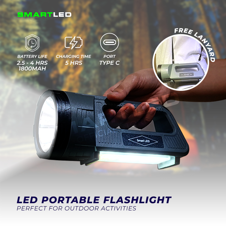 SMARTLED Heavy Duty LED Flashlight 1800 MAH Battery with Free Lanyard ...