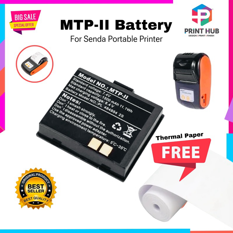 MTP-II Original Battery PT-210 - Printer Battery Durable Quality w ...