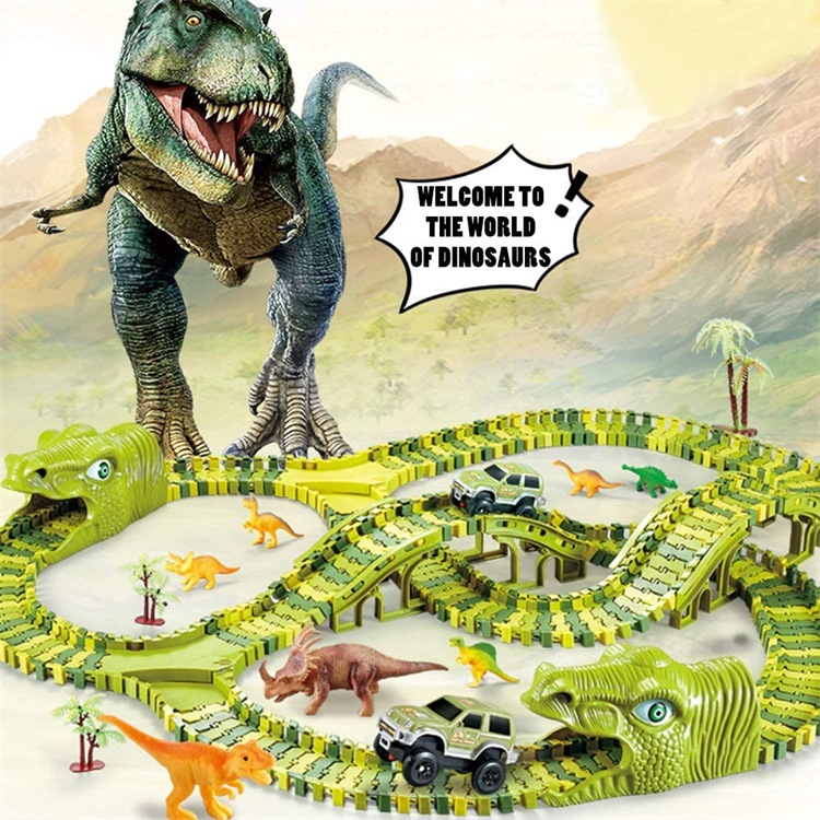 Dinosaur Rail Car Set Electricity Track Car Toys For Kids DIY Assembly ...