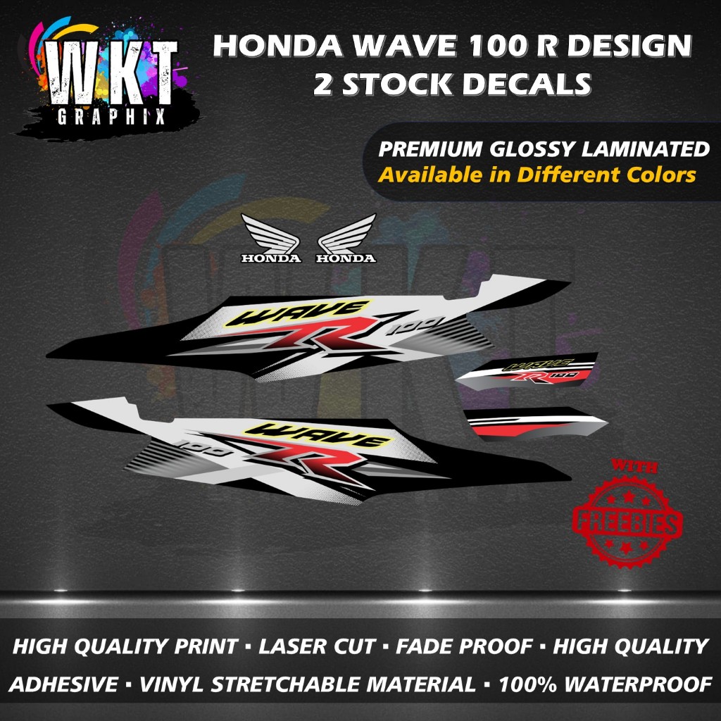 HONDA WAVE 100 R DESIGN 2 STOCK DECALS (WATERPROOF, LAMINATED, FADE ...