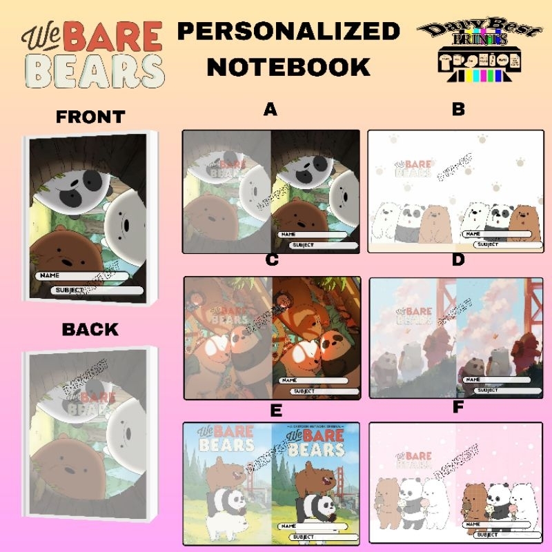 We bare bears notebook customized personalized notebook writing ...