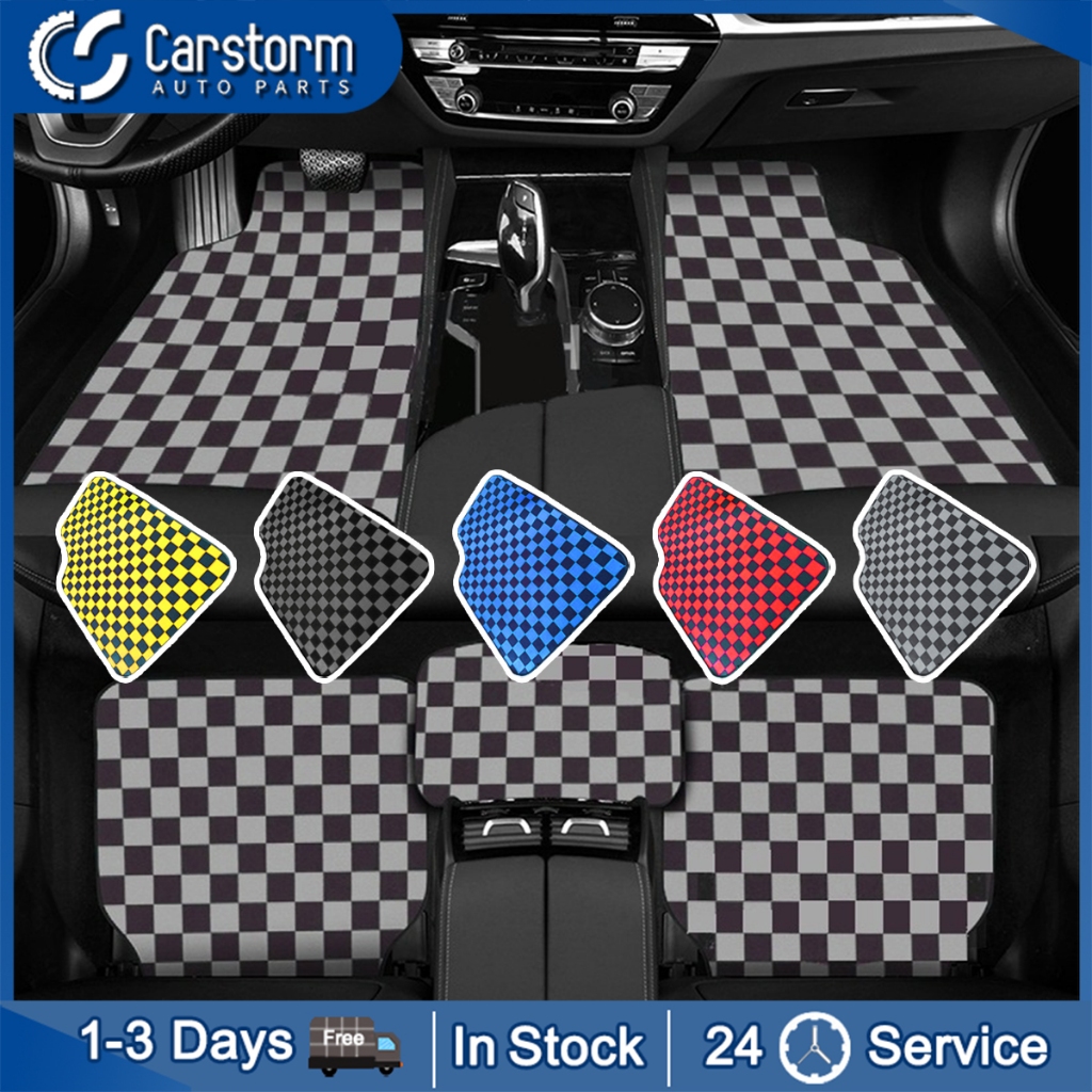 Car Mat Anti-Slip Plaid Pattern Premium Carpet Universal Car Matting ...