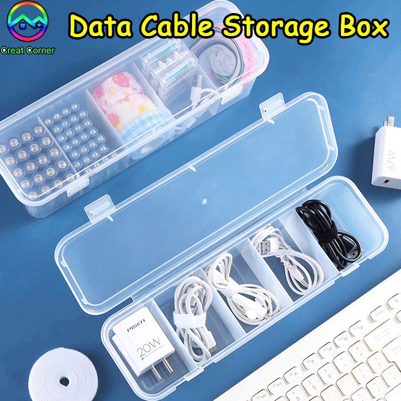Data Cable Storage Box Desktop Organizer Multi-function Cable ...