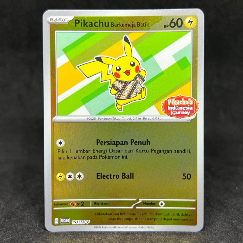 Pokemon TCG Indonesian Pikachu Wearing Batik Shirt Holo Promo 191