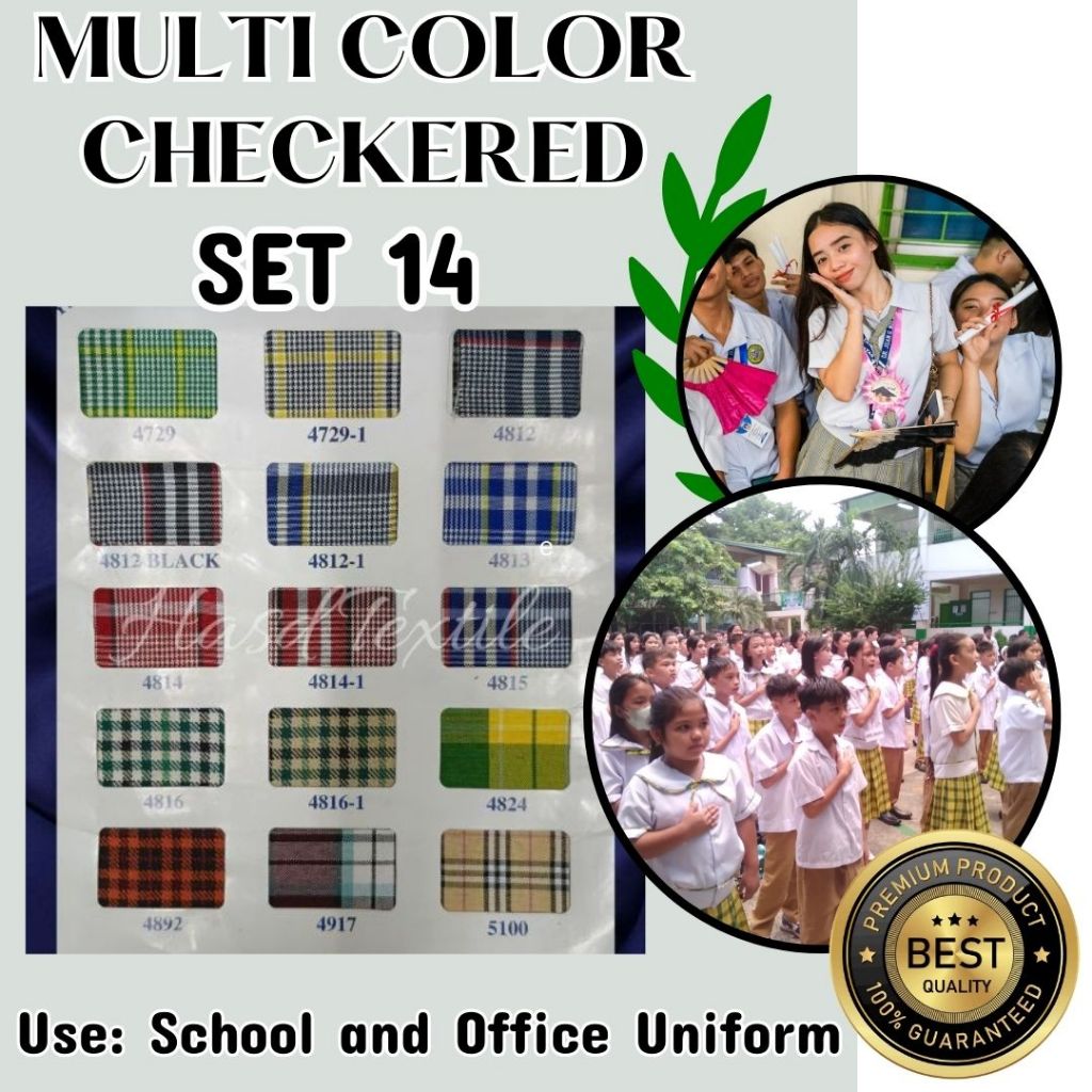 Checkered Multi-Color SET 14 Woven Textile Fabric (60