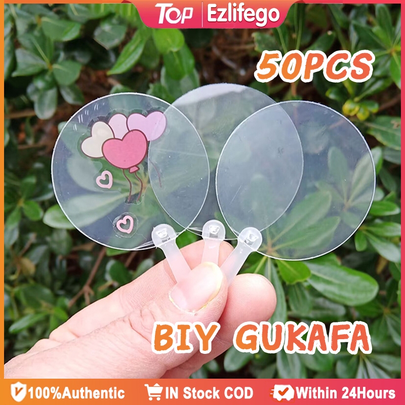 50Pcs Mini Transparent Blank Fan DIY Blank Art Fan Plastic Round ...