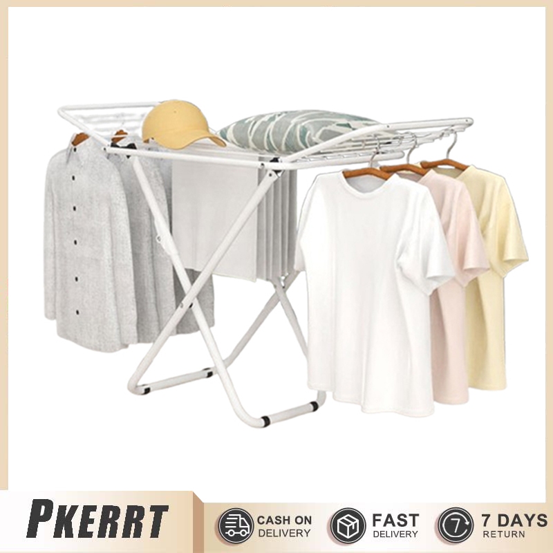 Balcony X-type floor drying rack indoor and outdoor foldable space ...