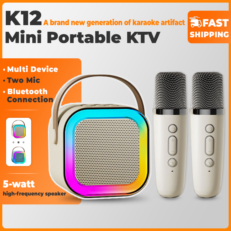 K12 Mini Karaoke Wireless Audio Speaker Bluetooth Microphone Portable ...