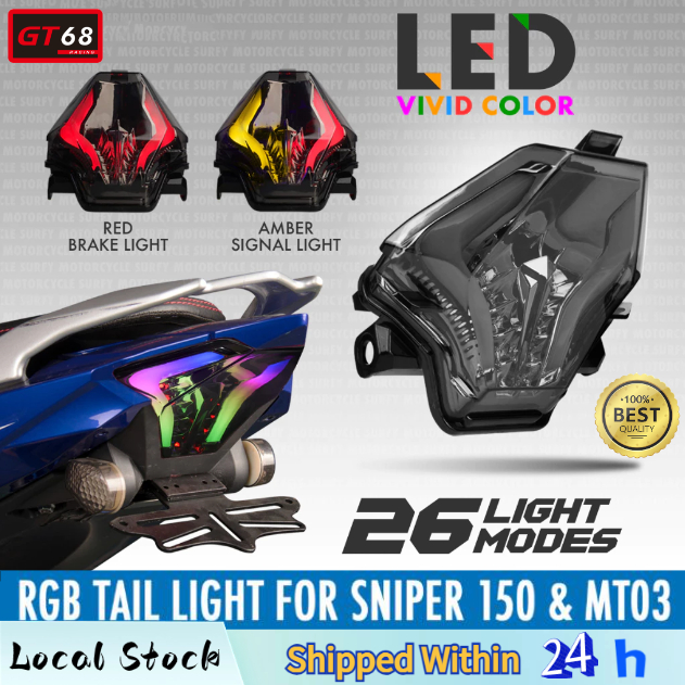 Shark Power Sniper 150 Tail Light Yamaha R3 MT03 RGB 26Modes Smoke ...