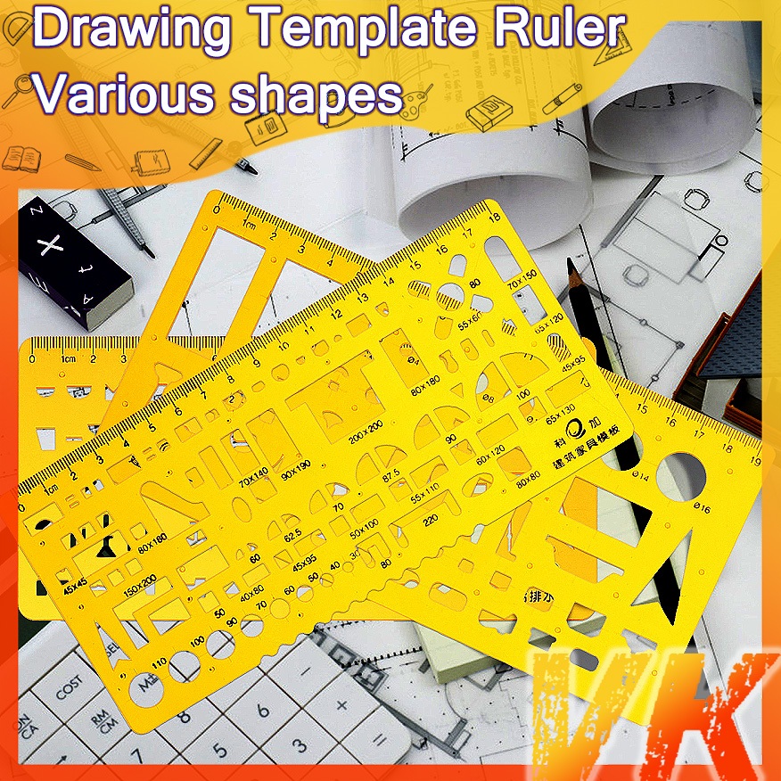 VK Drawing Template Ruler Stencil Mechanical Various Shapes Rulers ...