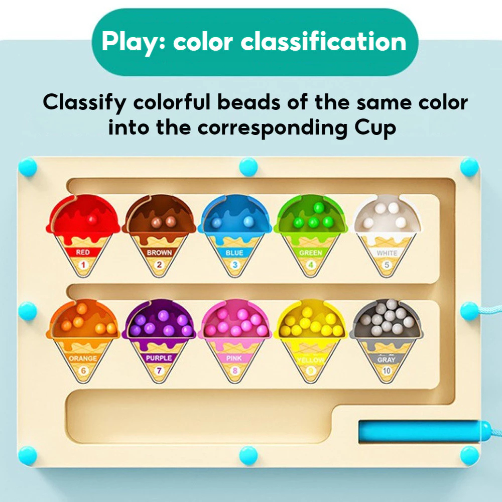 Magnetic Color Sorting Board and Number Maze Magnetic toy Learning ...