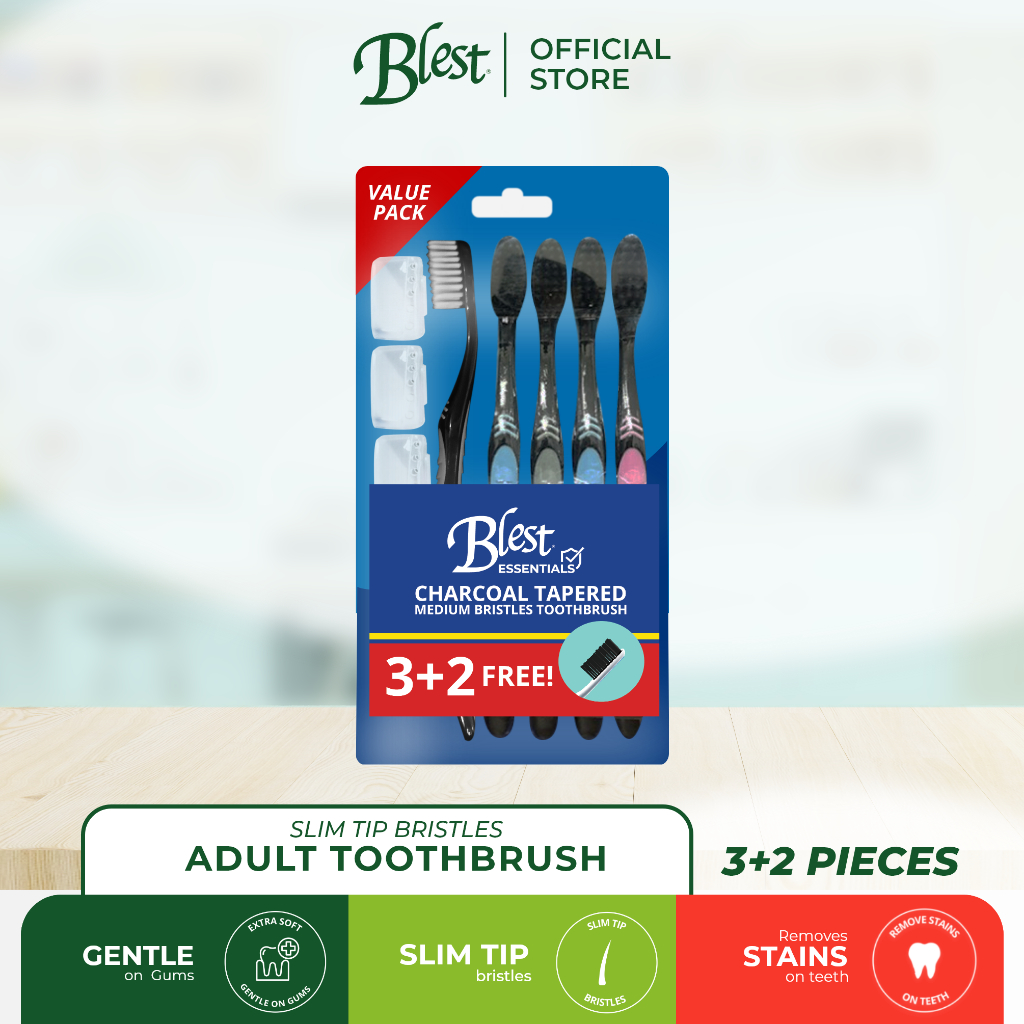 Blest Essentials Charcoal Tapered Medium Bristles Toothbrush by 5s ...