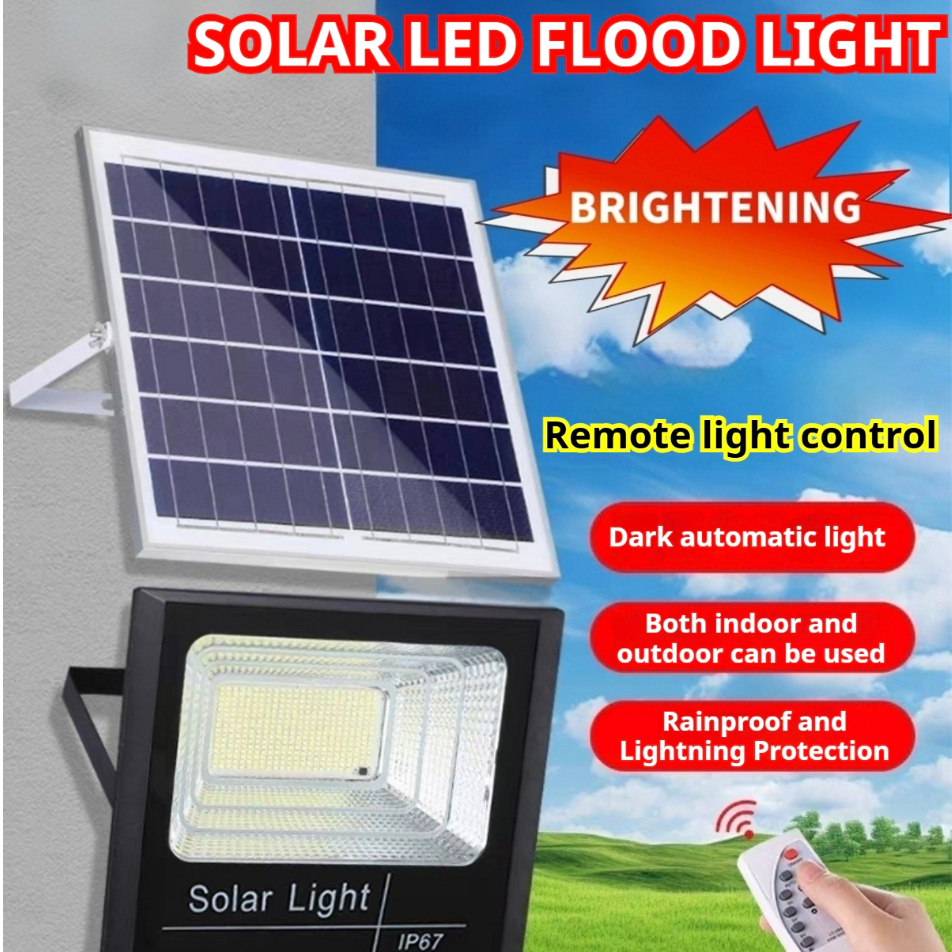 Solar LED Floodlight with Waterproof Lightning Protection and Remote ...