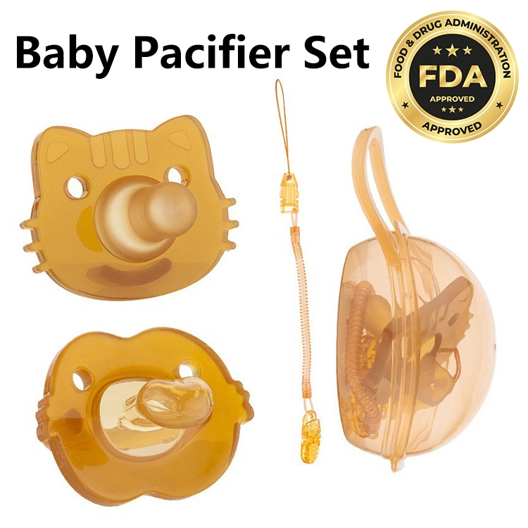 3 In 1 Portable Baby Pacifier Set Anti-drop Chain Nipple Box Silicone ...