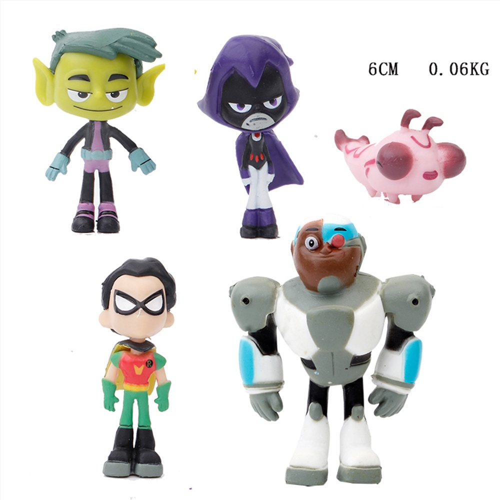 6pcs/Set Teen Titans Go Figure Robin Raven Beast Boy Starfire Figurine ...
