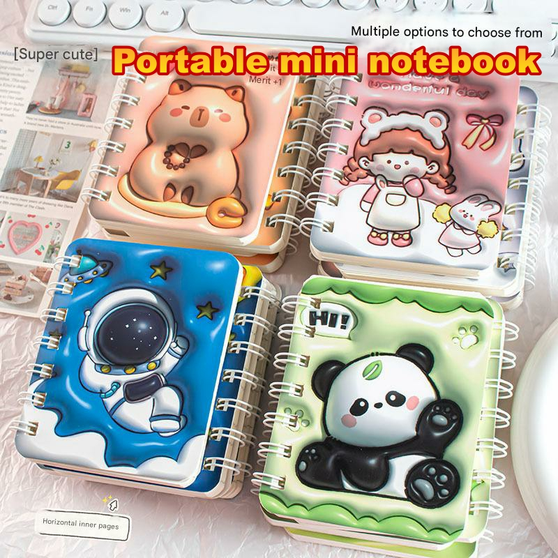 A7 Coil Cartoon Notebook 80 Pages Cartoon Mini Notepad Pocket Notebook ...