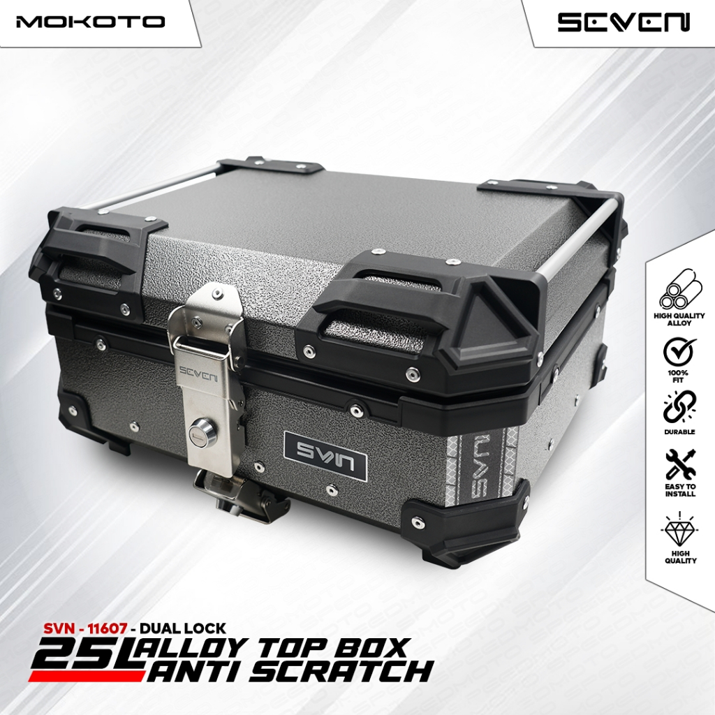 MOKOTO SEVEN SERIES 25L ALLOY TOP BOX ANTI SCRATCH SVN-11607 DUAL