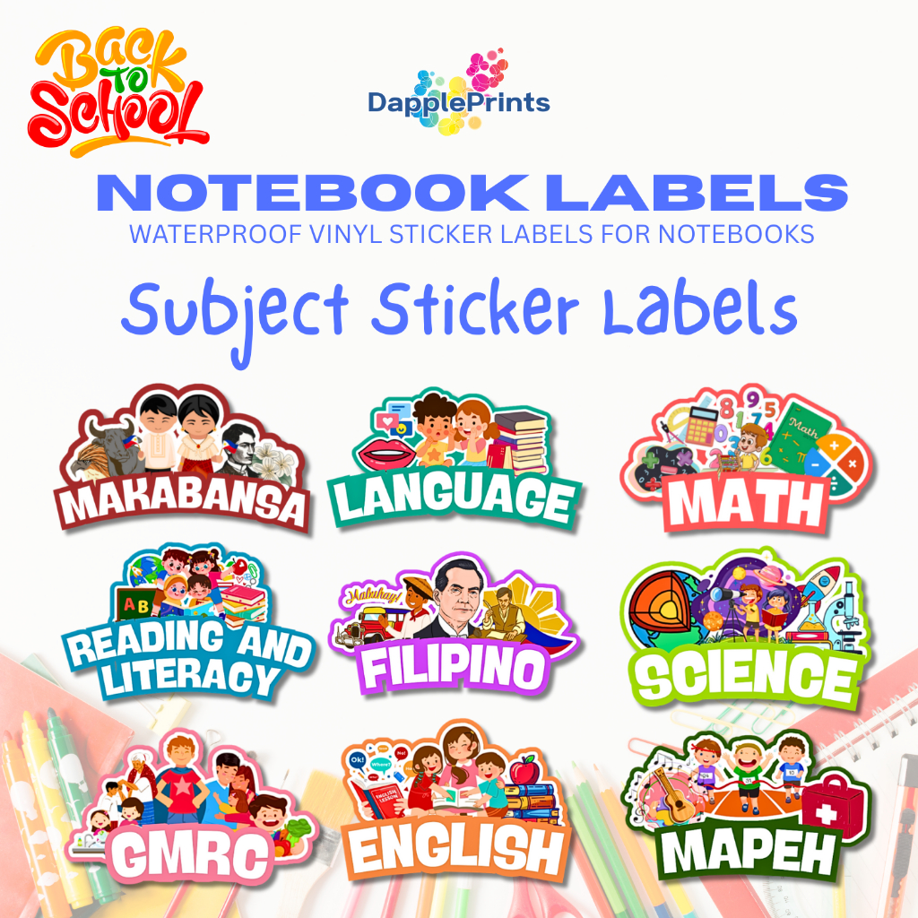 Subject Sticker Labels - Vinyl Sticker Labels for Notebooks | Shopee ...