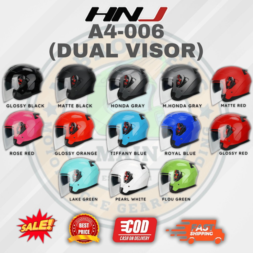 Hnj Dual Visor HNJ A4-006 (DUAL VISOR) Half Face Helmet For Men