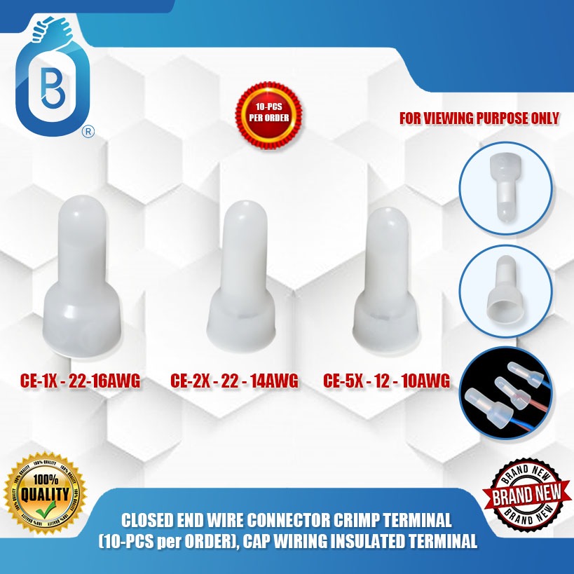 CLOSED END WIRE CONNECTOR CRIMP TERMINAL (10-PCS per ORDER), CAP WIRING ...
