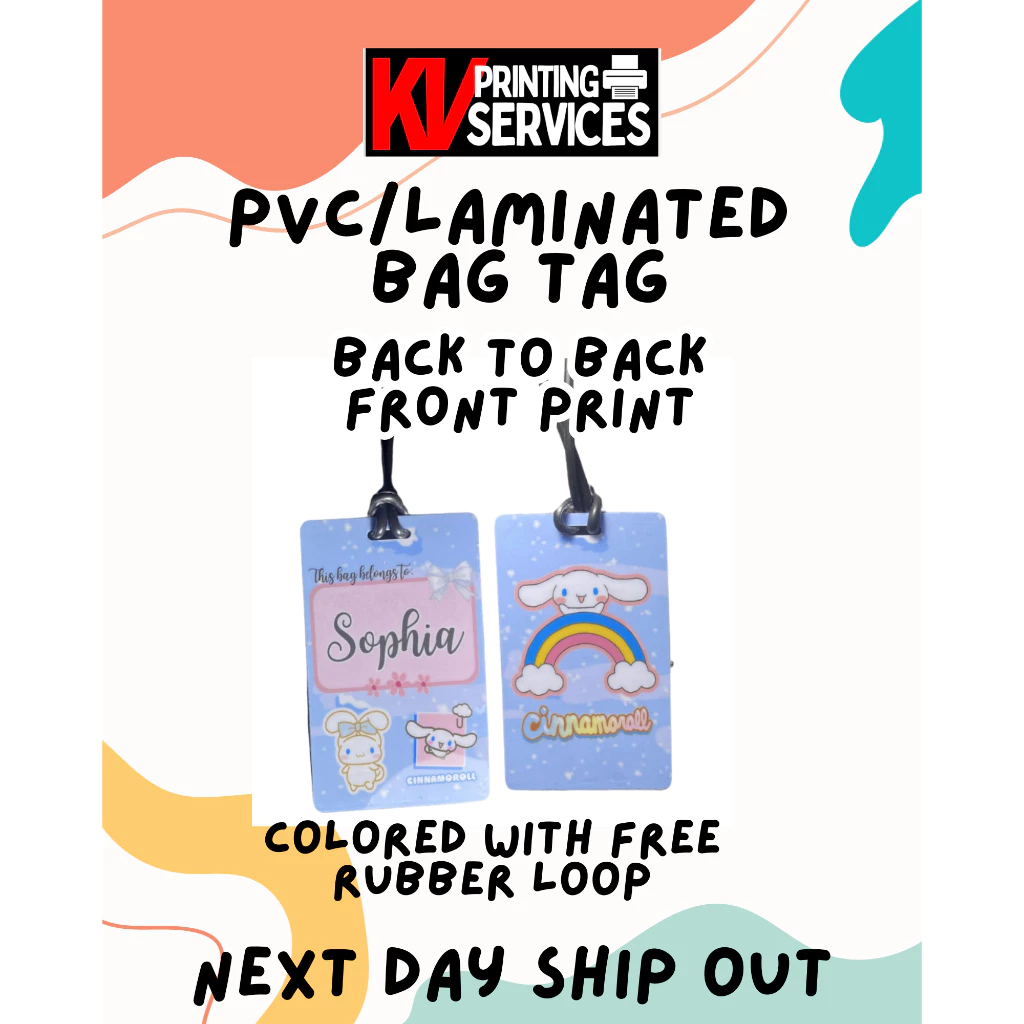 CUSTOMIZED BAG TAG FREE LAYOUT WITH FREE RUBBER LOOP | Shopee Philippines