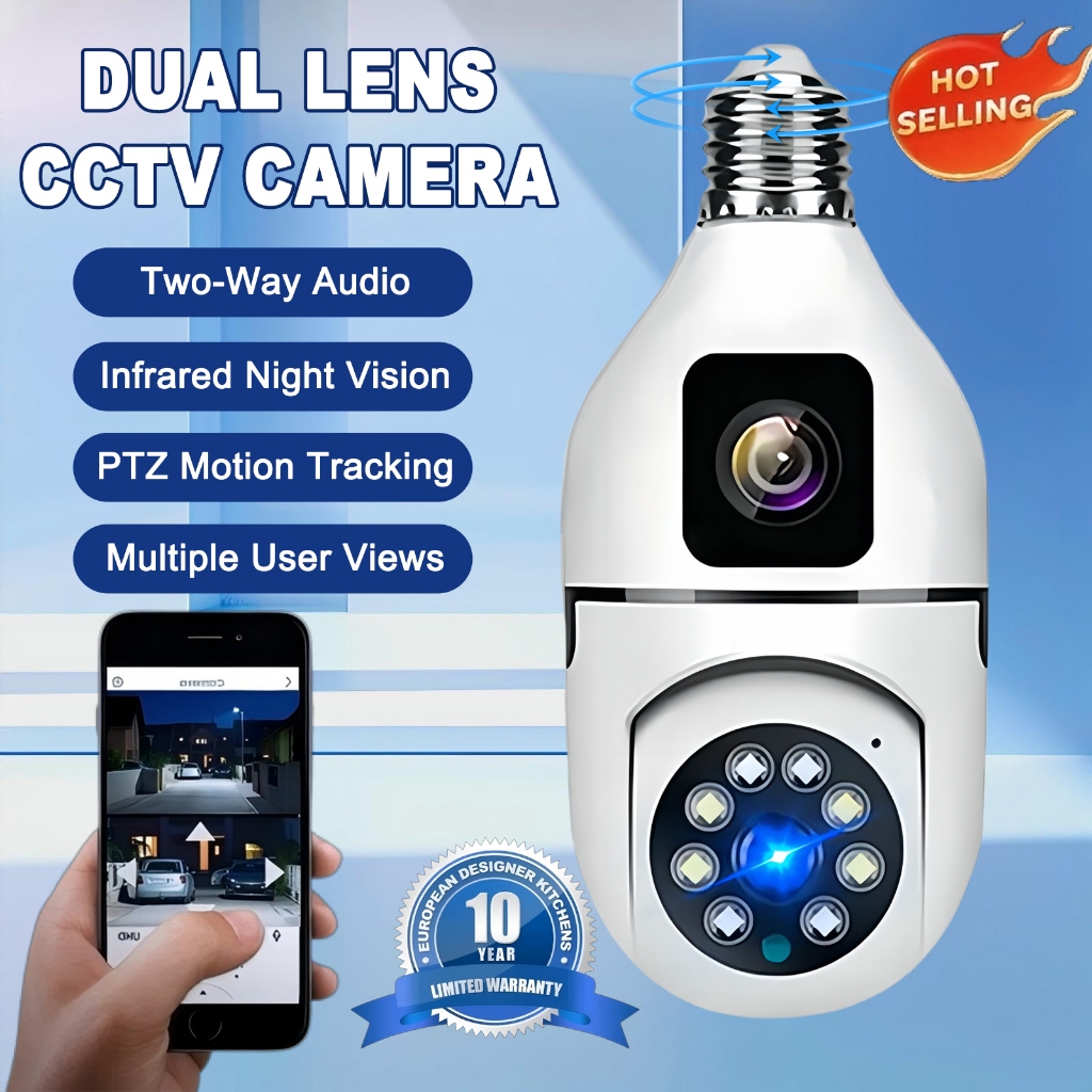BUY 1 TAKE 1 V380 Pro Bulb CCTV Camera 1080P Dual Lens Auto Tracking ...