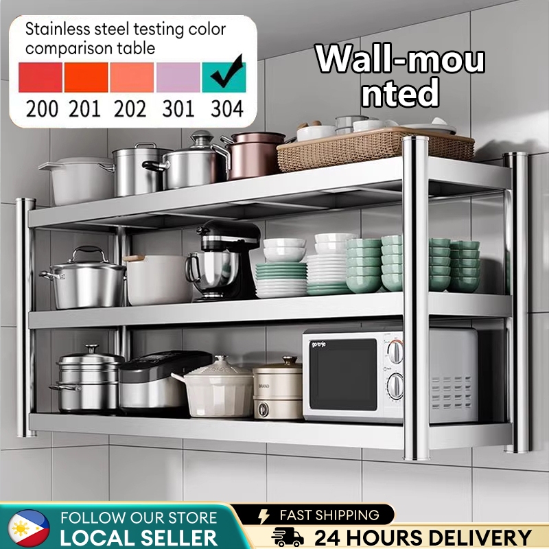 Wall Rack Kitchen Organizer Storage Rack Stainless Steel Kitchen Rack ...