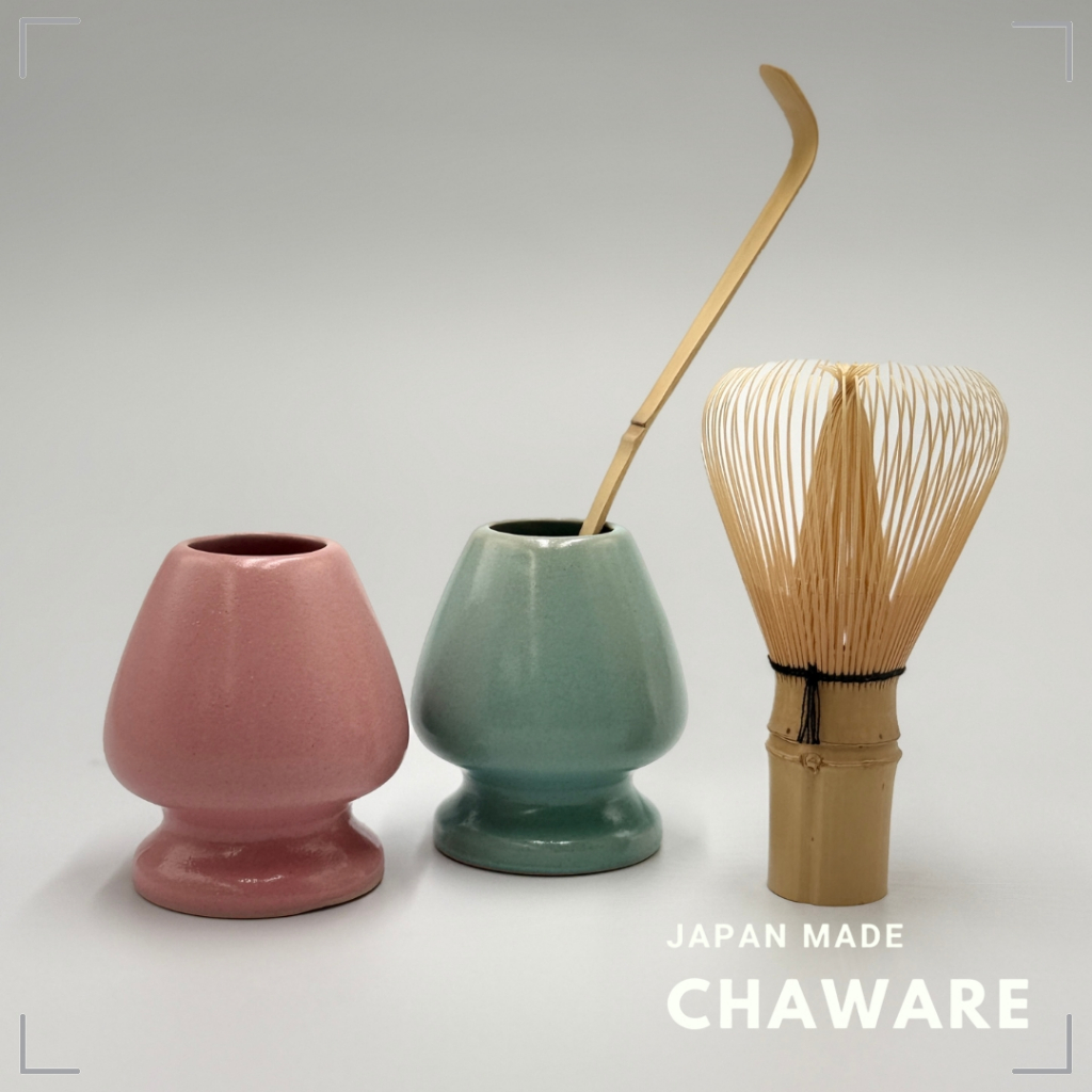 Chasen, tea scoop, and tea whisk straightener set, blue, pink,matcha ...