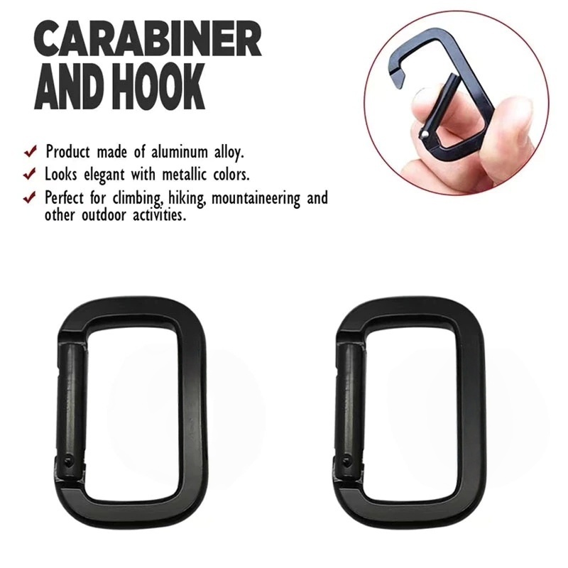 Square-Ring Buckles Spring Carabiners Snap Hooks Clip Keychains Outdoor ...