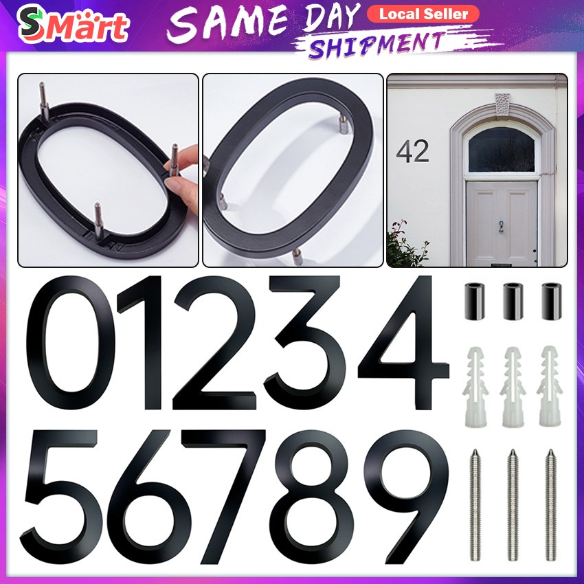 Modern Acrylic 3D House Numbers 127mm Self-Adhesive Wall Mounted ...