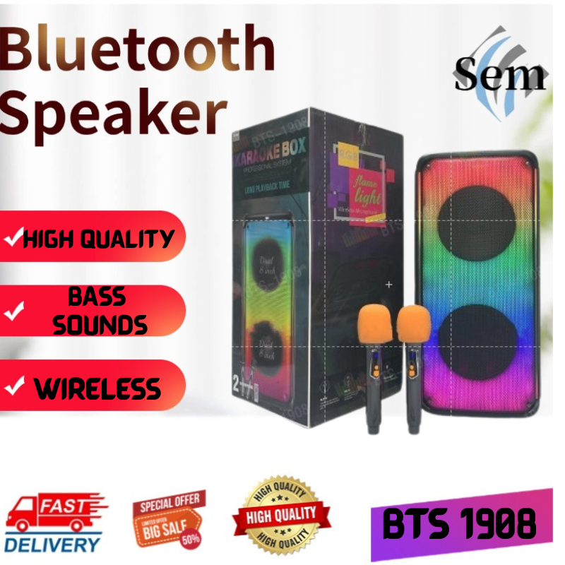 BTS 1908 speaker with mic Bluetooth ikaraoke box party Magic Sound 2 ...