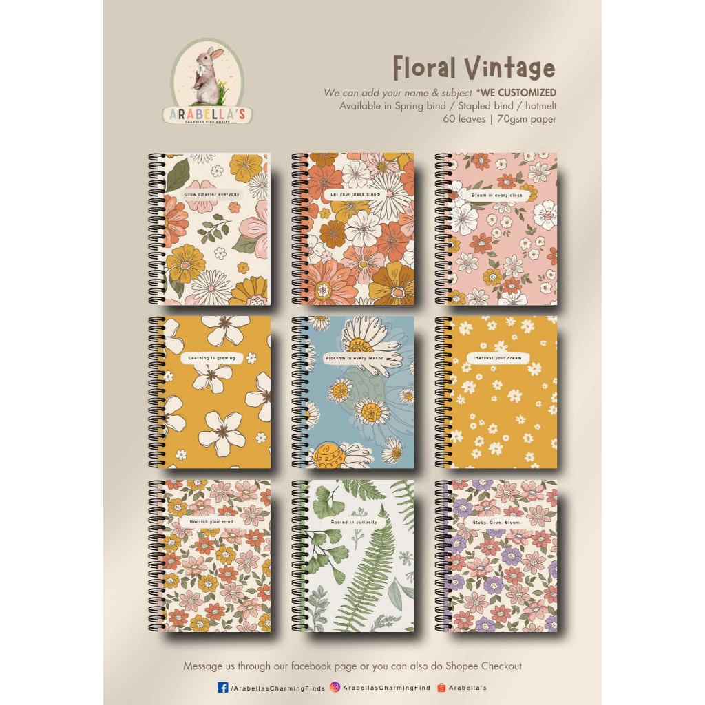 Floral Design SPRING A5 Composition Notebook - 60 leaves | 70 gsm ...