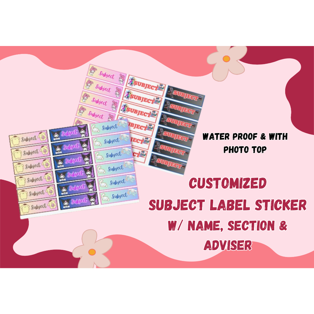 Customized Subject Label sticker for notebook | Shopee Philippines