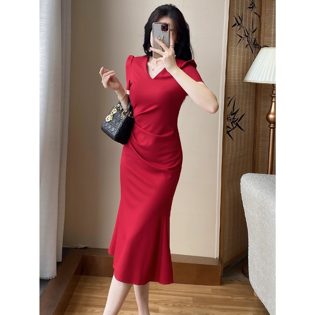 sachin and babi light blue dress Red Maxi Dress | Red Elastic Waist Maxi Dress
