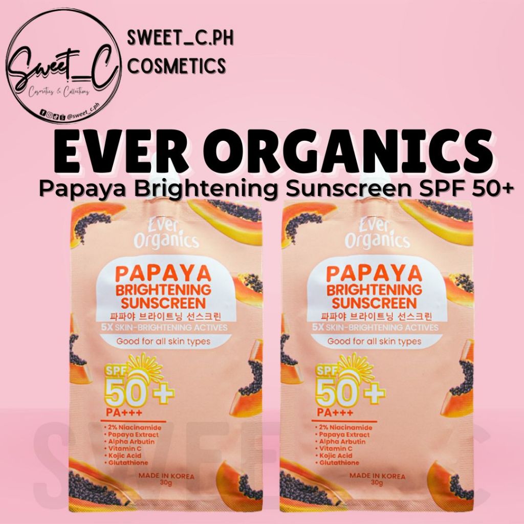 Ever Organics Papaya Sunscreen SPF 50+ 30g | Shopee Philippines