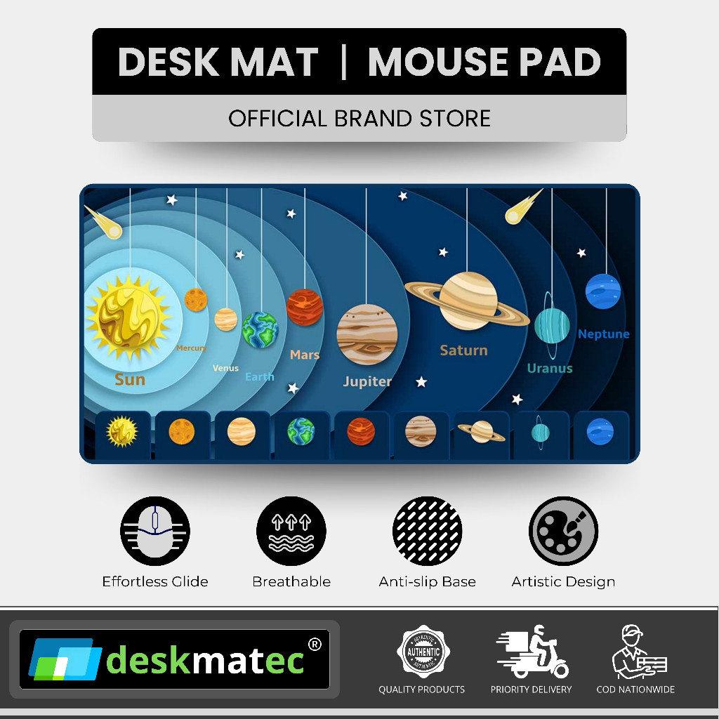 Deskmatec Solar System Desk Mat 60x30cm – Educational Mouse Pad with ...