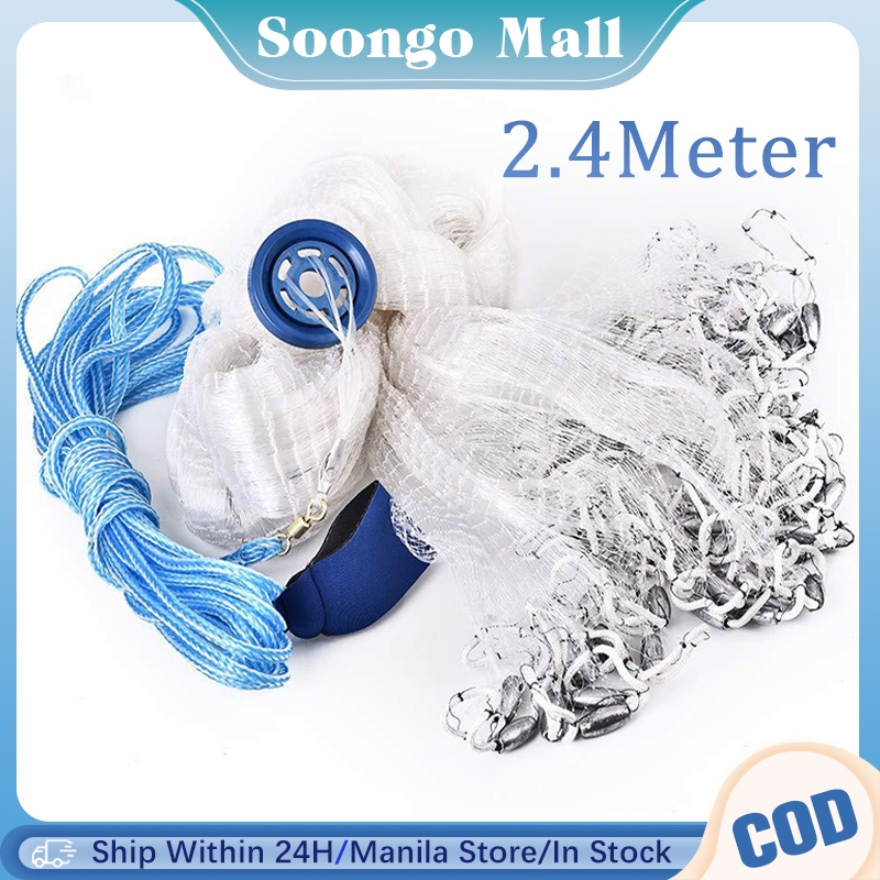 2.4M Cast Net High Visibility White Nylon Line Fishing Nets Fishing ...
