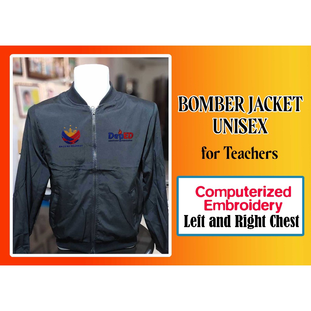 BOMBER JACKET FOR TEACHERS (Embroidered L/R Front Logo) | Shopee ...