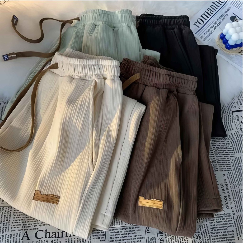 Pants casual pants ice silk loose Wide Leg Pants Minimalist Color ...
