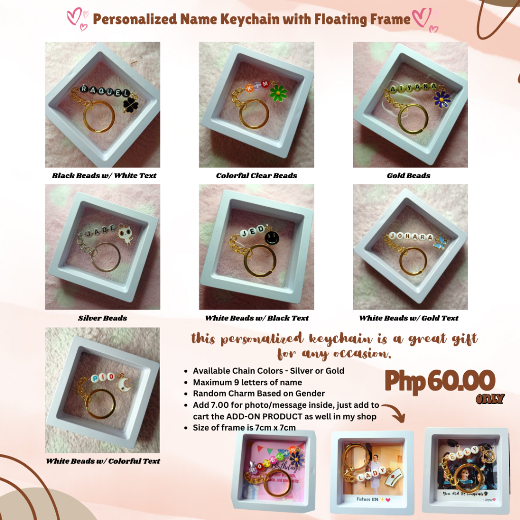 Customized Name Keychain with Floating Box | Shopee Philippines