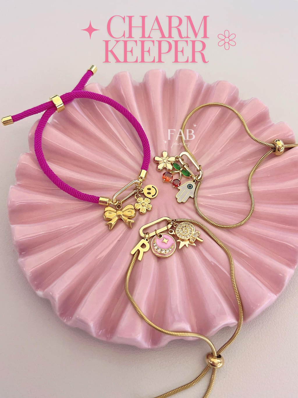 FAB | Charm Keeper Adjustable Friendship Bracelet | Stainless Steel ...