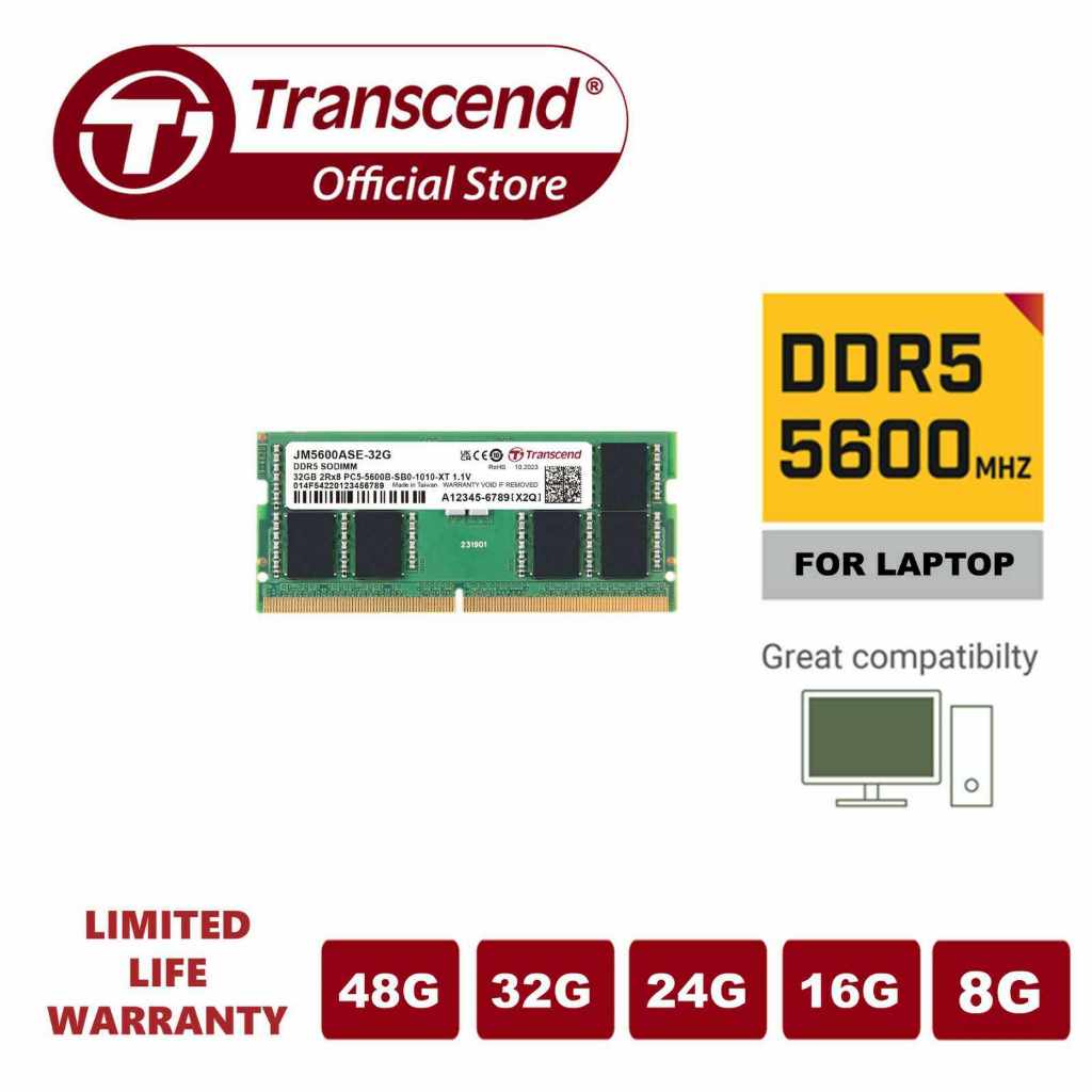 Transcend 8GB/16GB/ 32GB DDR5 5600MHz SO-DIMM Laptop Memory