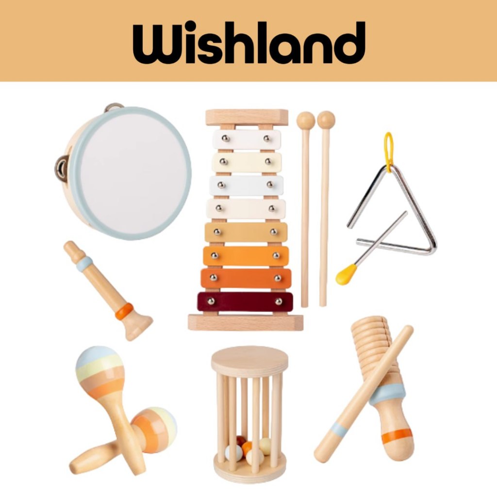 Wooden Musical Instrument Set Ages 1+ Percussion Modern Boho Gift For ...