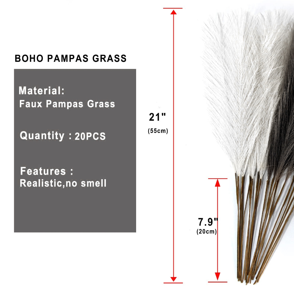 12sticks Artificial Pampas Grass Fake Reed Flowers Bouquet Wedding DIY ...