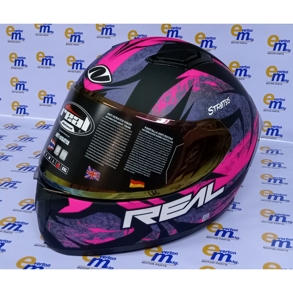 REAL HELMET RAPTOR STRATOS BLACK/PINK FULL-FACE | Shopee Philippines