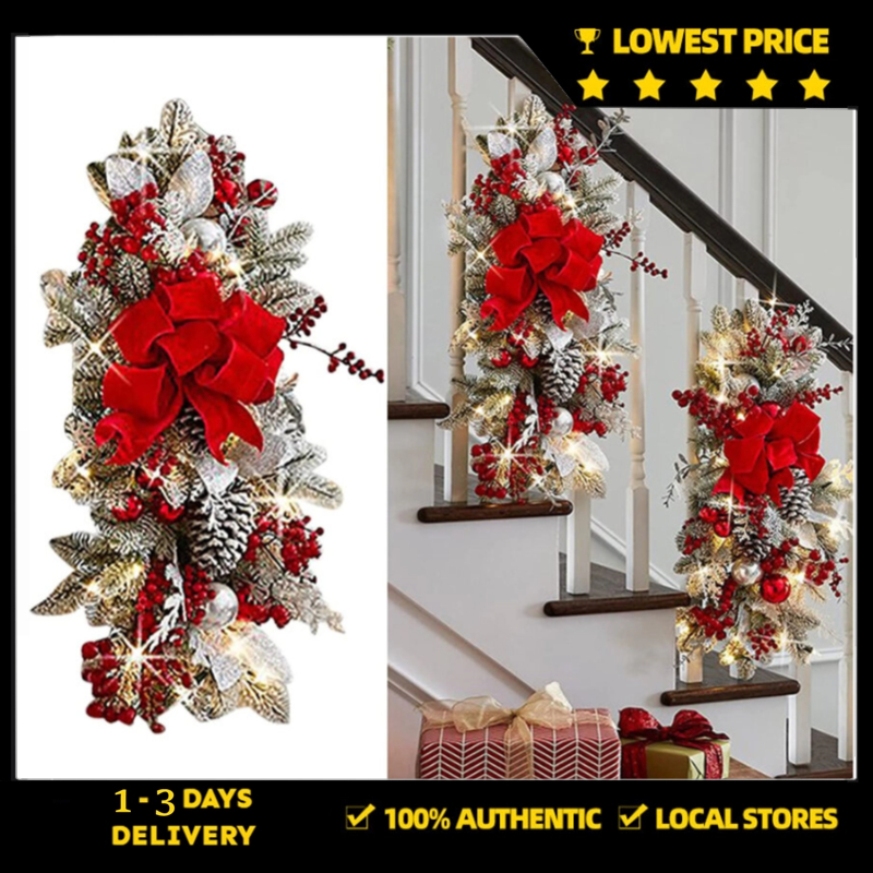 Cordless Prelit Christmas Swag Teardrop Swag Wreath Stair Swag Door ...